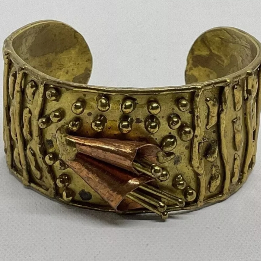 Vintage EXART brutalist brass and copper bracelet. Hecho En Mexico. - Picture 10 of 10